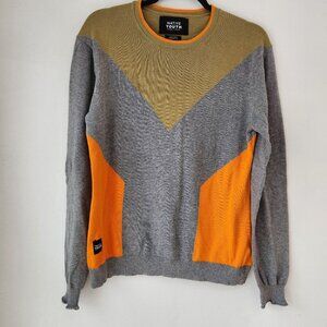 Native Youth Men's V-Neck Sweater 100% Cotton Colorblocked Career Men's S